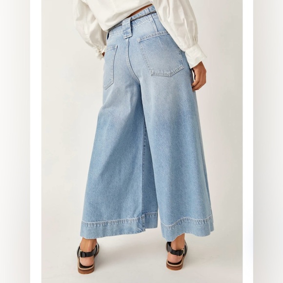 We The Free Sheer Luck Cropped Wide Leg Jeans High Rise Sz.25 Grunge Hippie - Picture 2 of 14